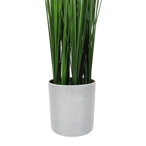 15in Artificial Onion Grass Plant in Grey Pot