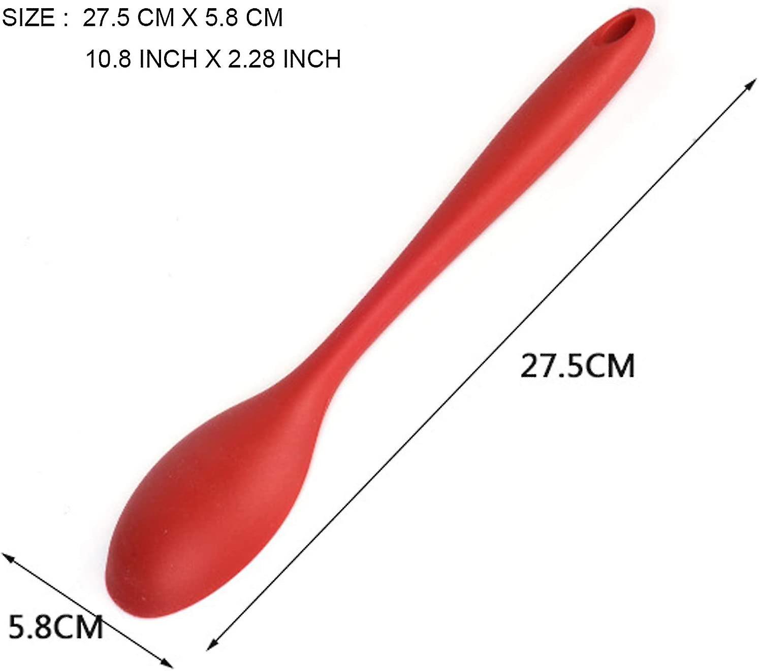 Silicone Nonstick Mixing Spoons Set 2， High Heat Resistant， Mixing And Serving，red And Black With Color Box