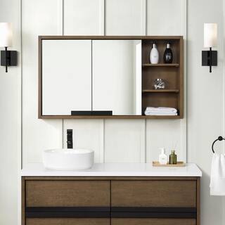 Home Decorators Collection Kordite 42 in. W x 24 in. H Rectangular Almond Latte Brown Surface Mount Medicine Cabinet with Mirror Kordite MC-AL