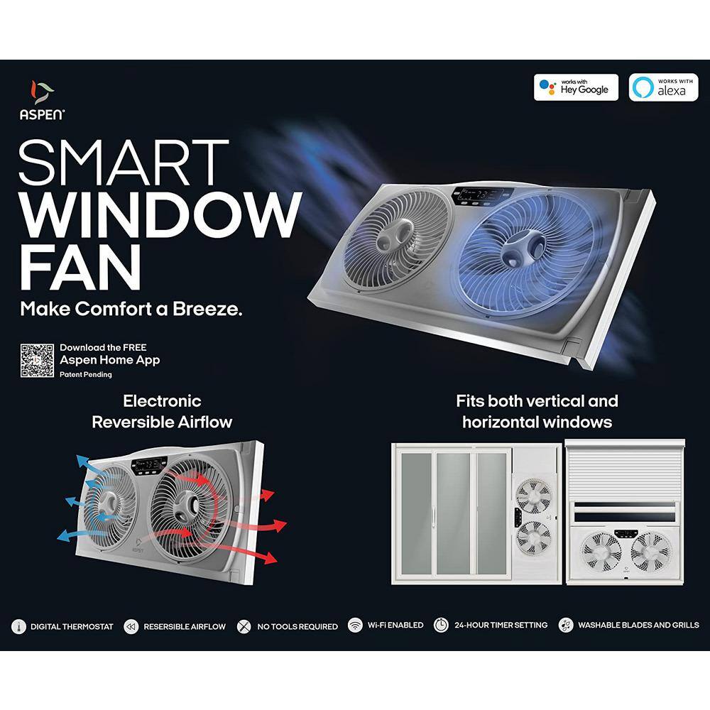 ASPEN Smart Wi-Fi Window Fan with Washable and Removeable Blades and Remote ASP-200