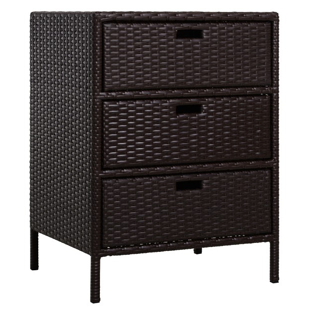 Outsunny Patio Wicker Pool Cabinet Pe Rattan Storage Cabinet Organizer Outdoor Towel Rack For Pool With 3 Large Drawers