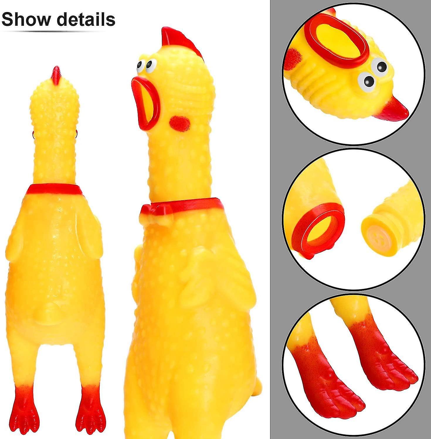6 Pack Rubber Screaming Chicken Toy Yellow Rubber Squeaking Chicken Toy Novelty And Durable Rubber