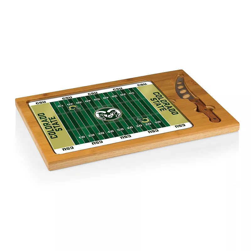 Picnic Time Colorado State Rams Icon Glass Top Cutting Board and Knife Set