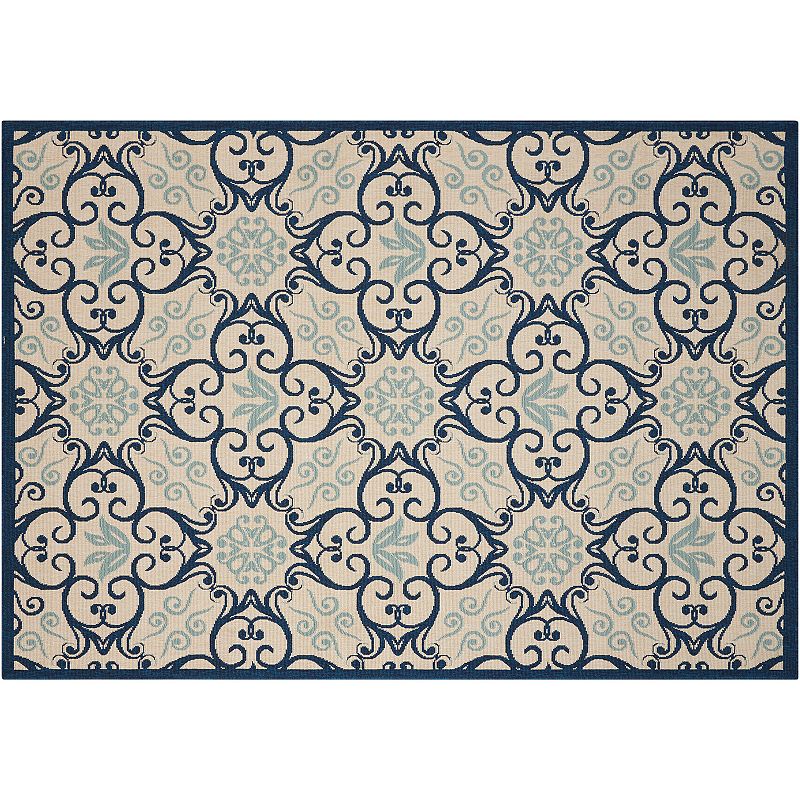 Nourison Caribbean Geo Floral Scroll Indoor Outdoor Area Rug - 9'3'' x 12'9''