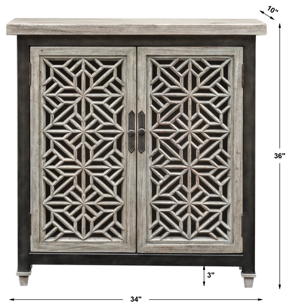 Uttermost Branwen Aged White Accent Cabinet   Farmhouse   Accent Chests And Cabinets   by We Got Lites  Houzz