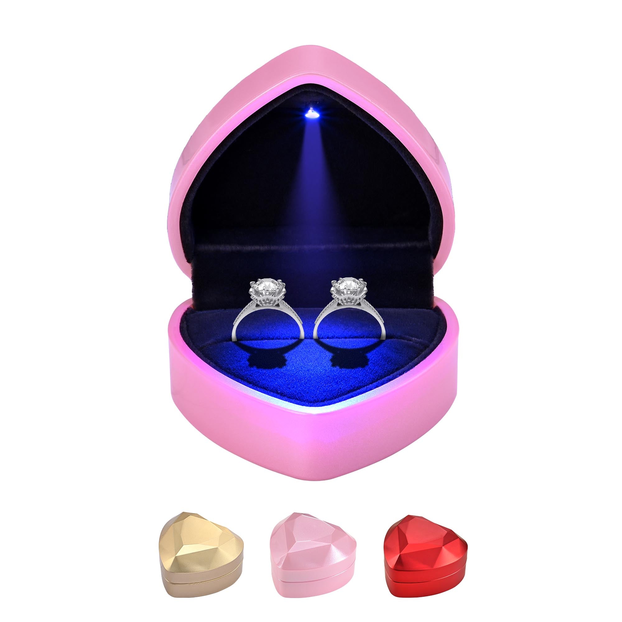 Yescom Engagement Ring Box with Light Heart Shaped