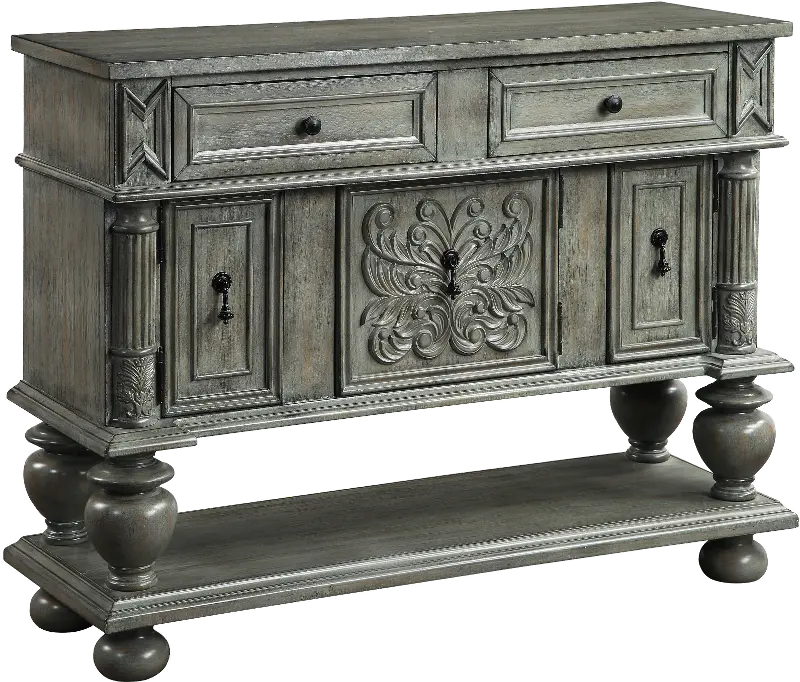 Traditional Burnished Gray Storage Accent Cabinet