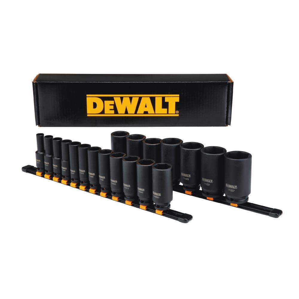 DW 12 in. Drive SAE Deep Impact Socket Set (19-Piece) DWMT19239