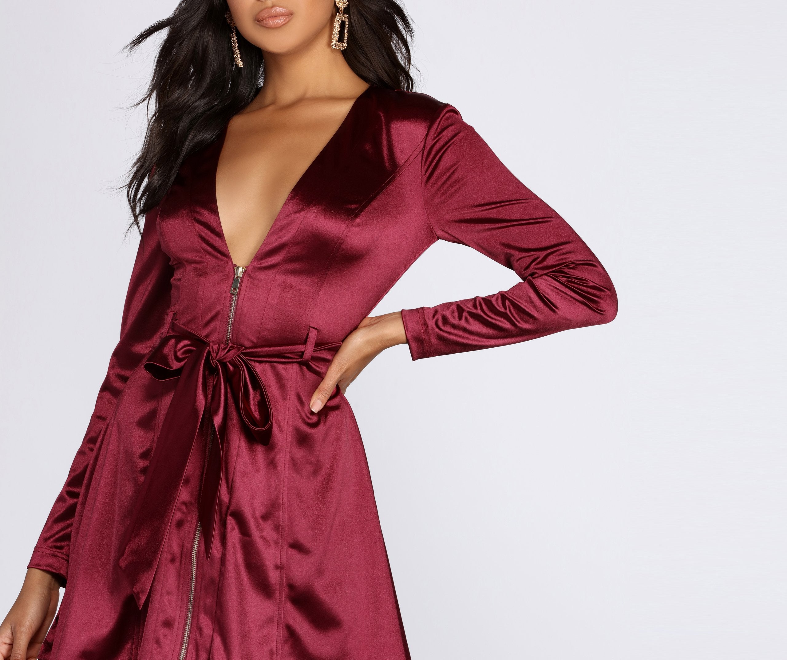 Stunning Sophistication Satin Trench Dress