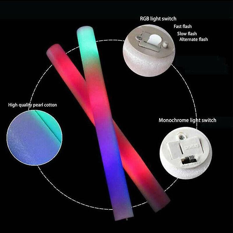 50 Pack | led foam sticks rgb thunder wand glow sticks flashing light rave party