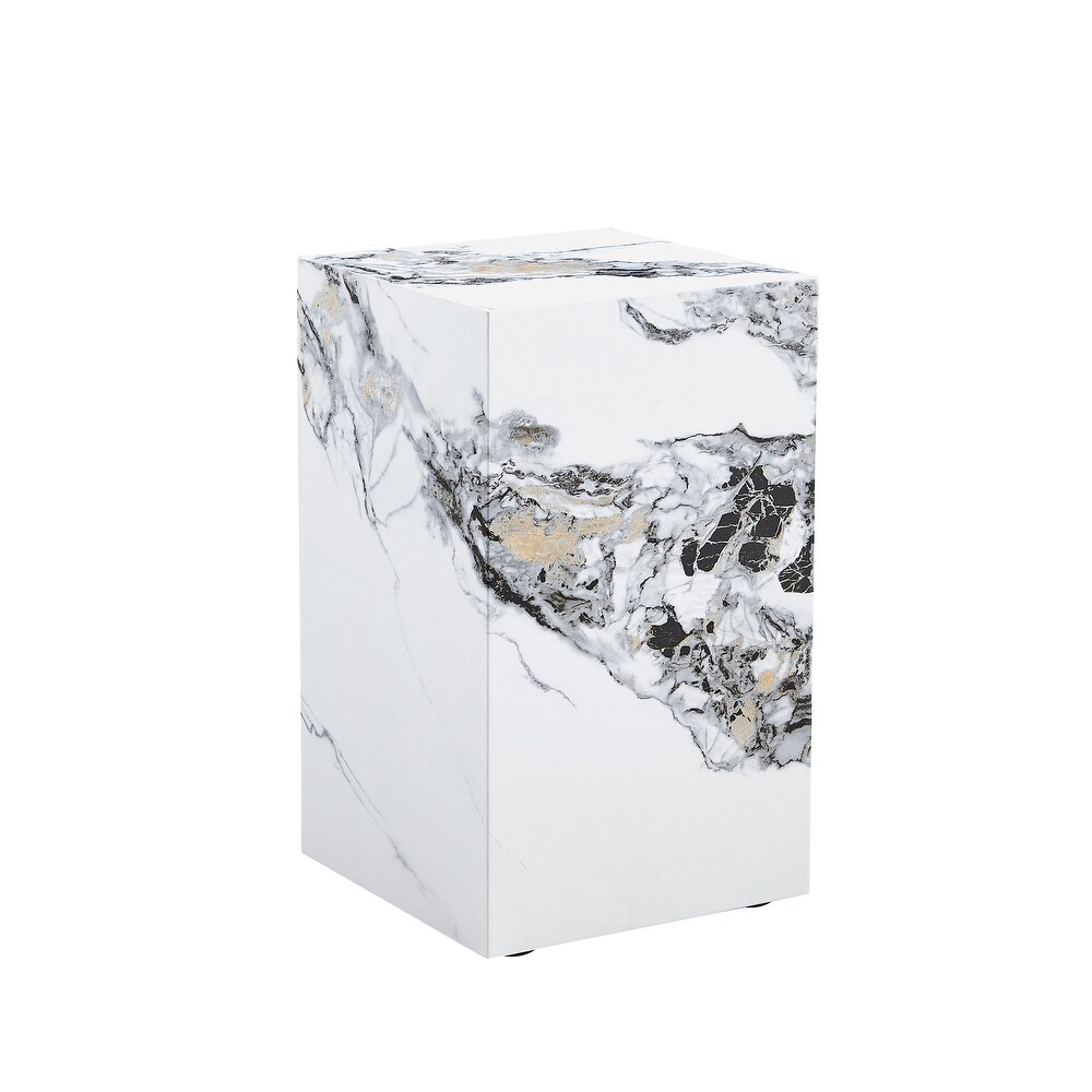 Compact Coffee Table Faux Marble Sofa Side Table Portable Nightstand