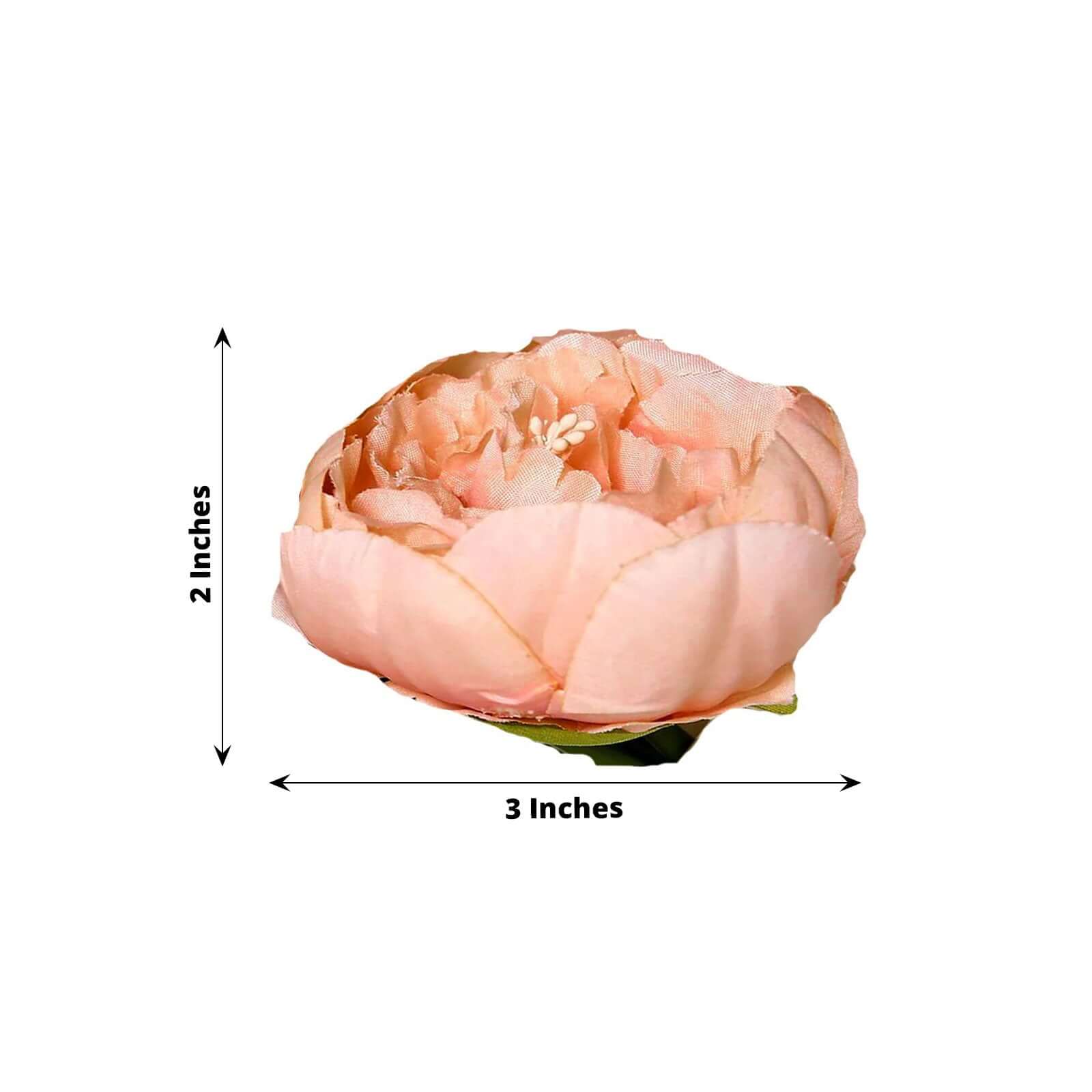 10 Pack Peach Artificial Silk DIY Craft Peony Flower Heads 3