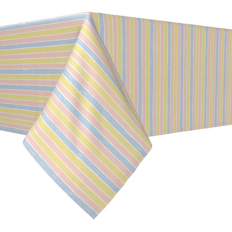 Rectangular Tablecloth， 100% Cotton， 52x104， Pastel Stripes