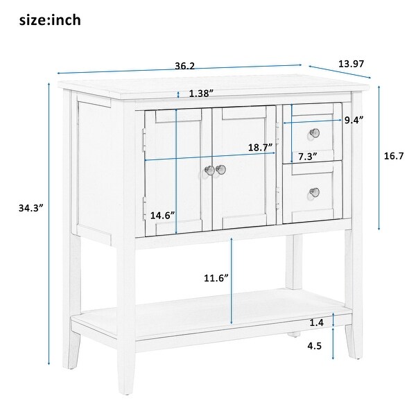 36'' Modern Console Table Sofa Table with 2 Drawers 1 Cabinet and 1 Shelf