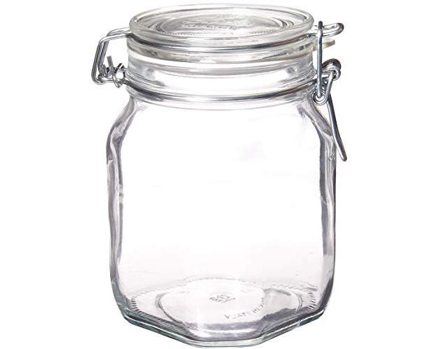 Bormioli Rocco Fido Clear Glass Jar With 85 Mm Gasket 1 Liter pack Of 2