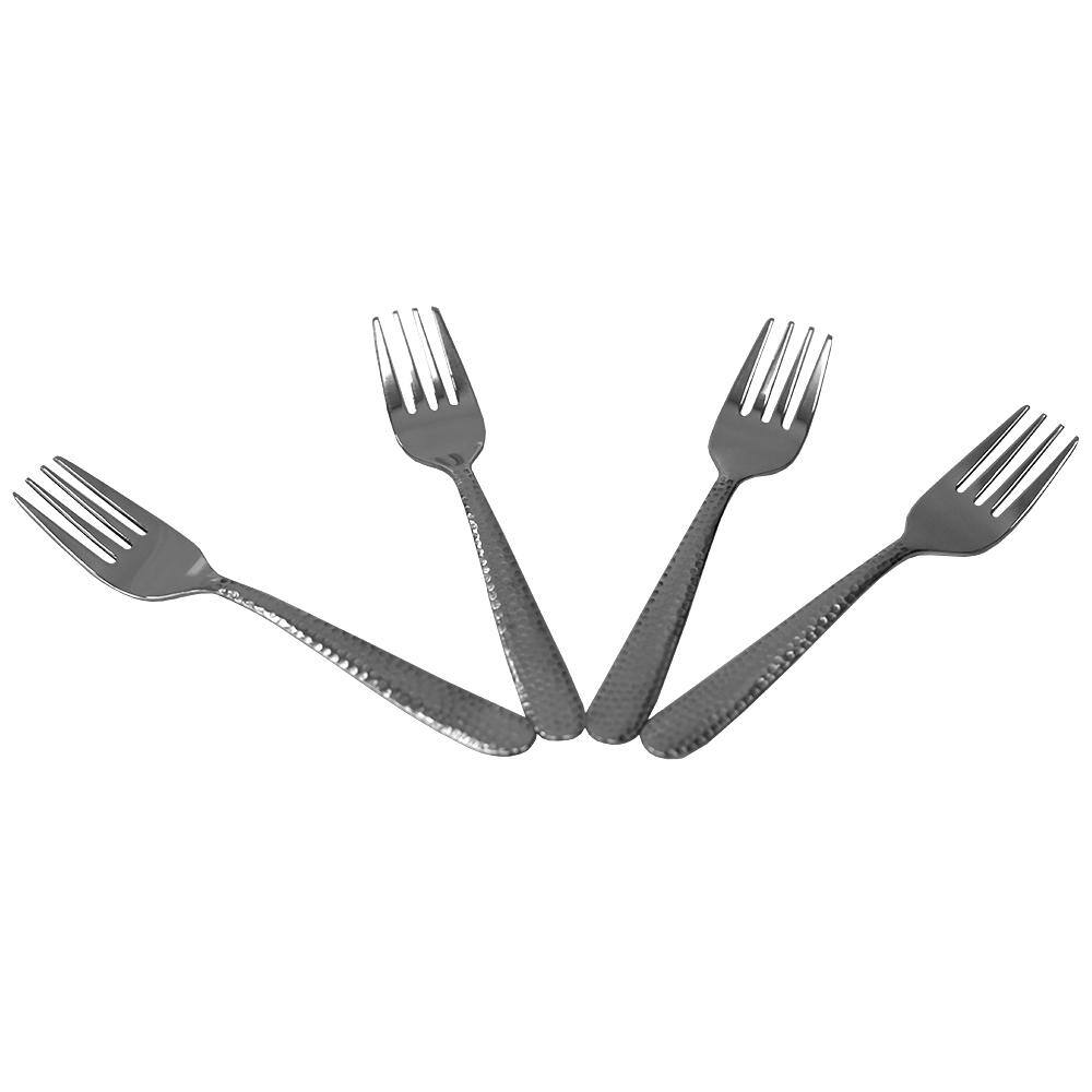 Home Basics Hammered Finish Silver 180 Stainless Steel Salad Fork Set (Set of 4) HDC64670