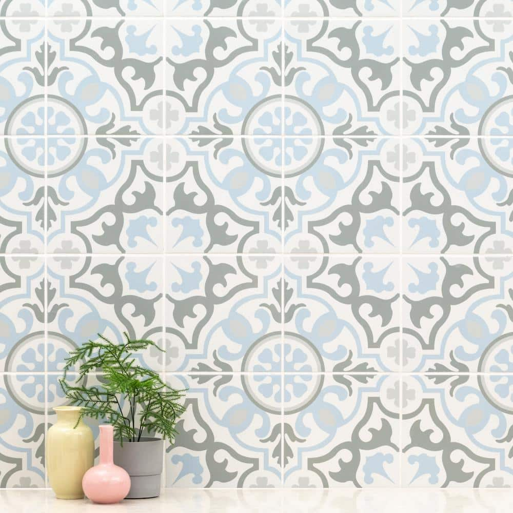 MSI Encaustic Blume 8 in. x 8 in. Matte Porcelain Patterned Look Floor and Wall Tile (5.16 sq. ft.Case) NHDBLU8X8