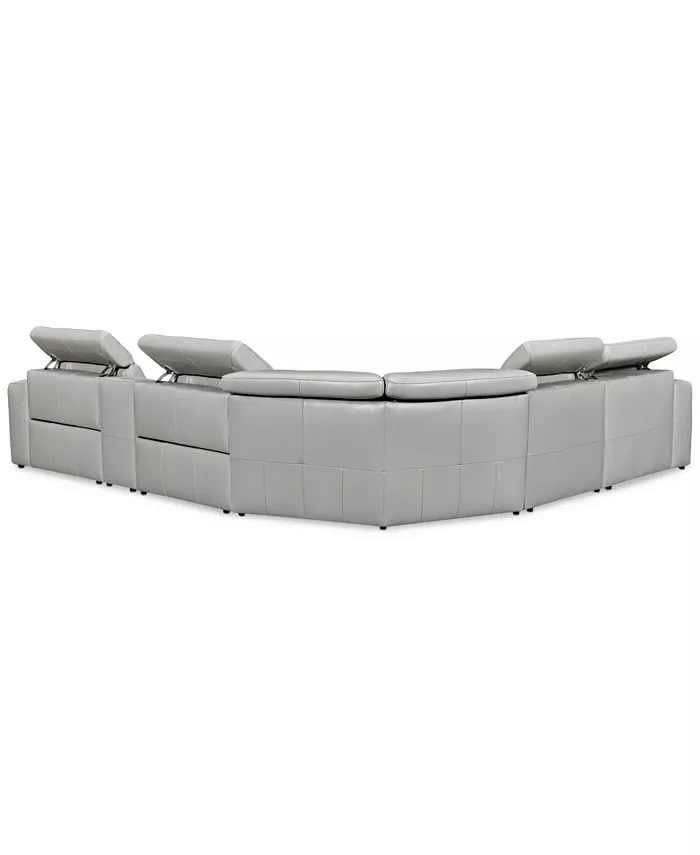 Furniture CLOSEOUT! Haigan 6-Pc. Leather Chaise Sectional Sofa with 2 Power Recliners