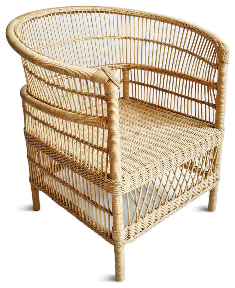 Raw Wicker Horseshoe Chair   Tropical   Armchairs And Accent Chairs   by Design Mix Furniture  Houzz