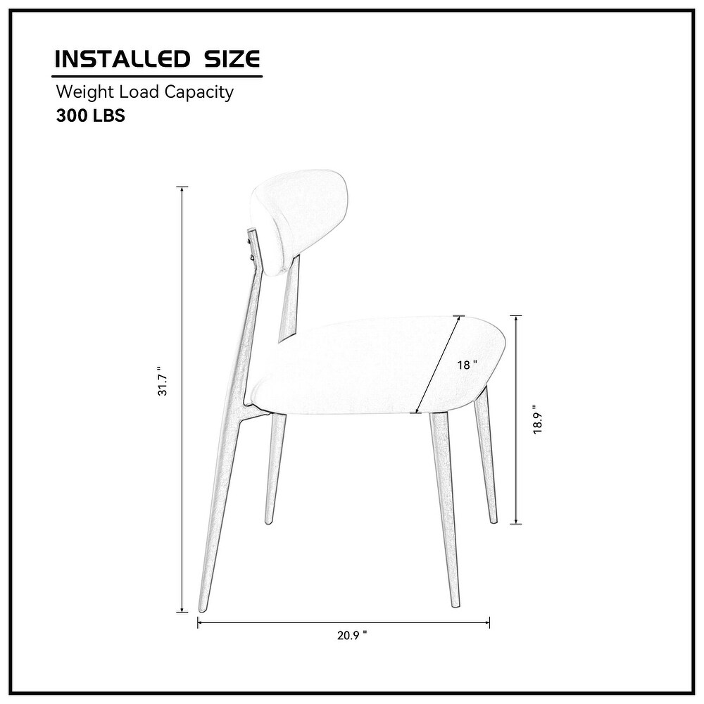 Set of 4 Dining Chairs with Upholstered and Metal Frame