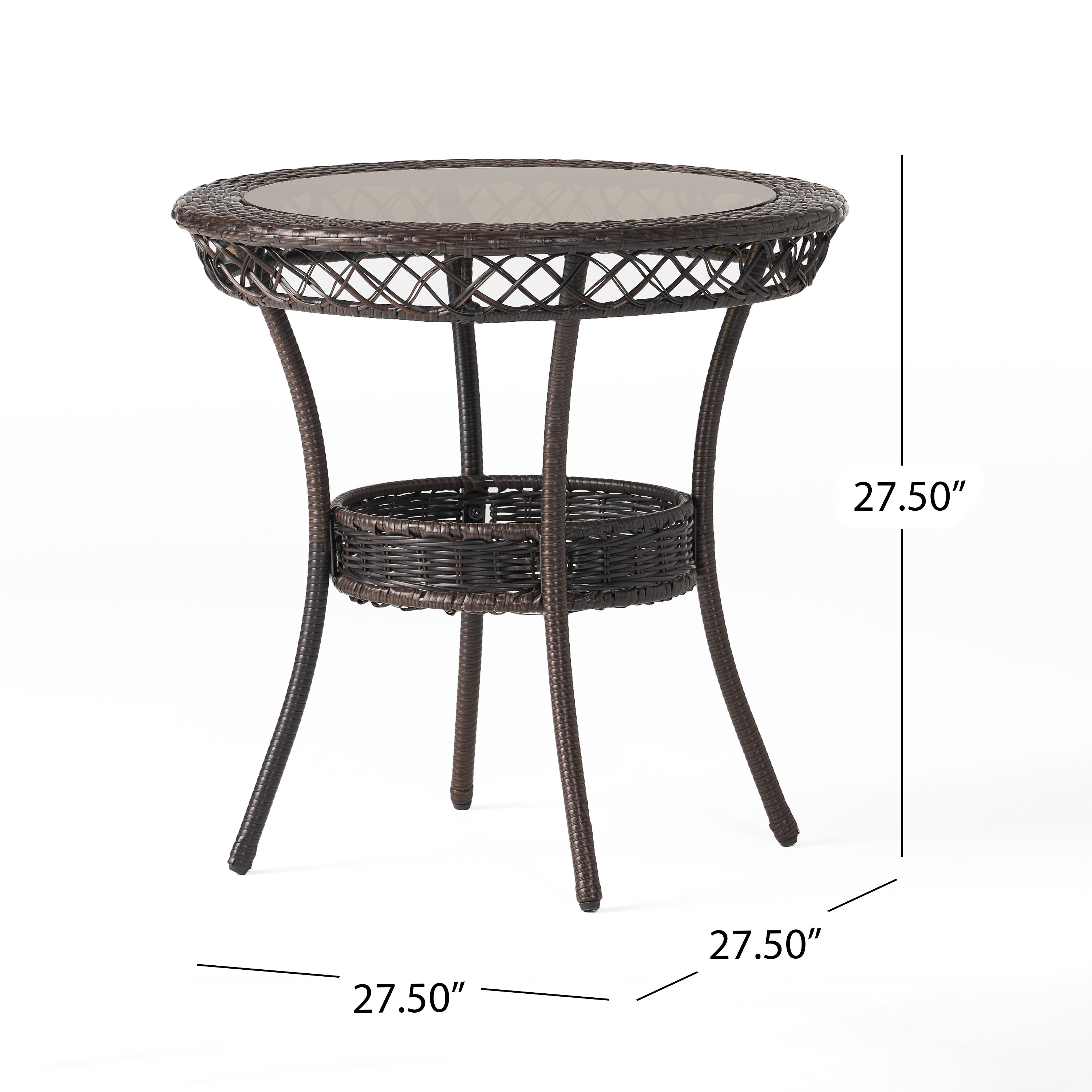 Michael Outdoor 3-Piece Multi-Brown Wicker Bistro Set with Tempered Glass Top