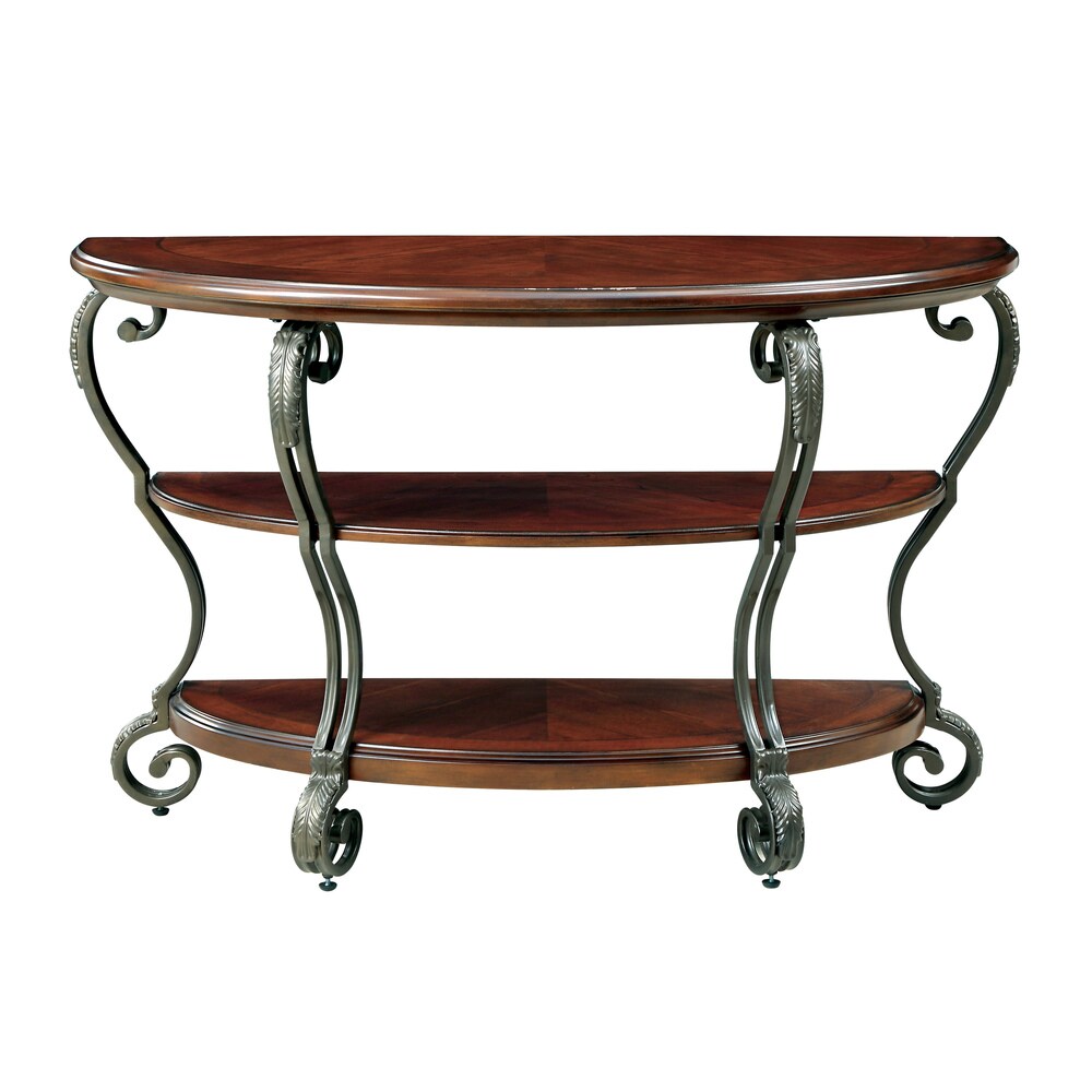 Raiz Traditional Cherry 48 inch Metal 2 Shelf Console Table by Furniture of America