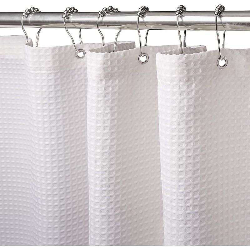 Hotel Collection Premium Waffle Weave Mold and Mildew Resistant Fabric Shower Curtain by Kate Aurora