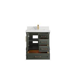 Willow Collections Hudson 30 in. W x 22 in. D x 36 in. H Bath Vanity in Pewter Green with 2 in Calacatta Quartz Top HDSN_PGN_CA_LZ_30