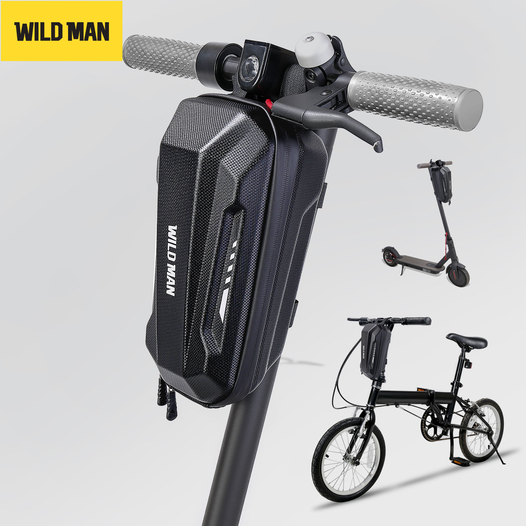 WILD MAN Scooter WILD MAN GD9 Storage Bag Scooter Front Hanging Bag Waterproof Scooters Handlebar EVA Hard Shell Bike Bag(2L)