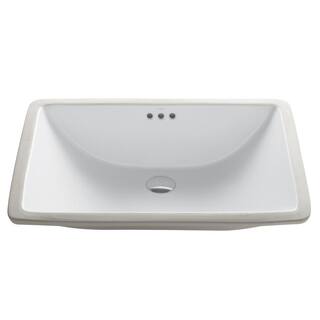 KRAUS Elavo Large Rectangular Ceramic Undermount Bathroom Sink in White with Overflow KCU-251