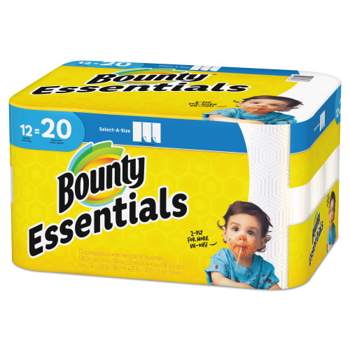 Bounty Essentials Select-A-Size Paper Towels， 2-Ply， 104 Sheets/Roll， 12 Rolls/Carton (74647)