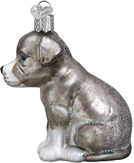 Old World Christmas Pitbull Pup Glass Tree Ornament