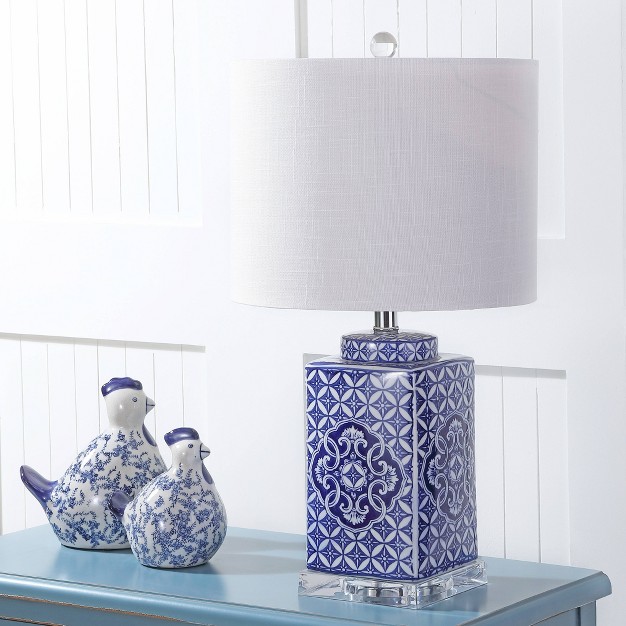 Choi Chinoiserie Table Lamp includes Led Light Bulb Blue Jonathan Y