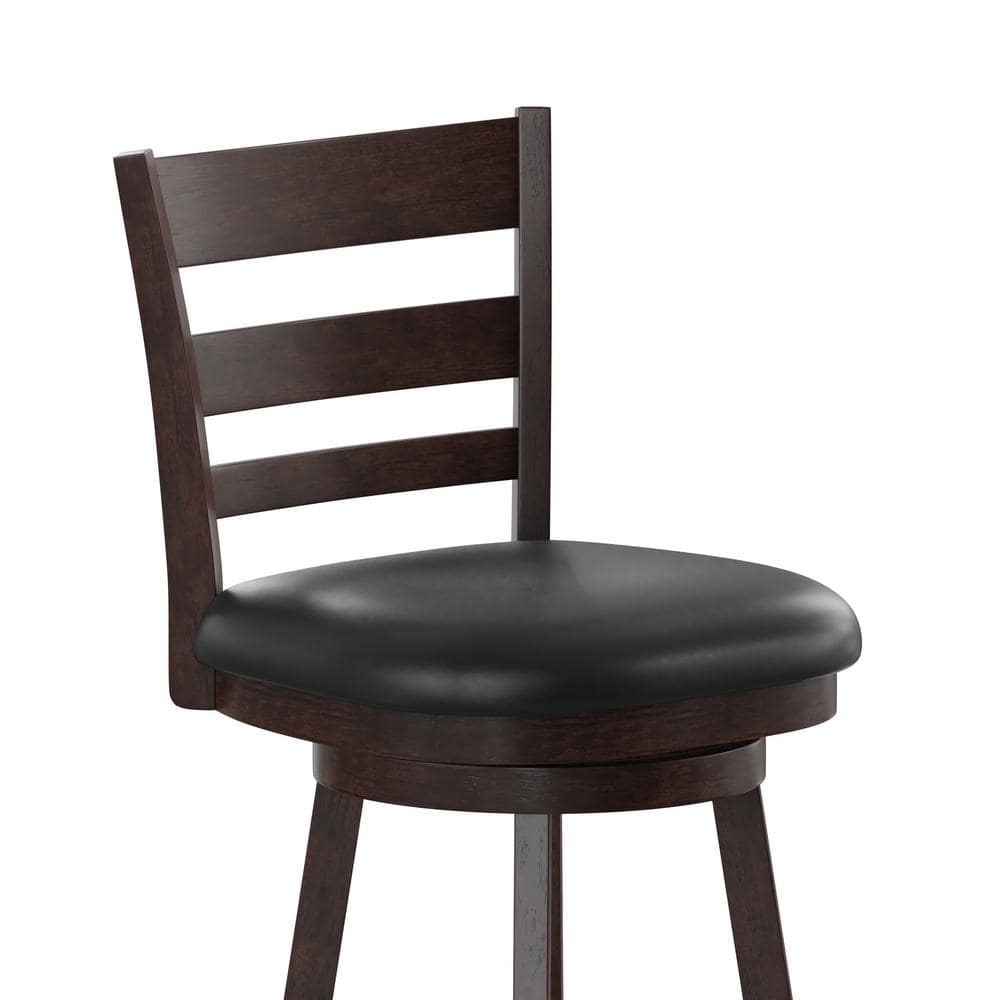 TAYLOR + LOGAN 38 in. Espresso/Black Full Wood Bar Stool with Wood Seat CO-504440-TAYLH