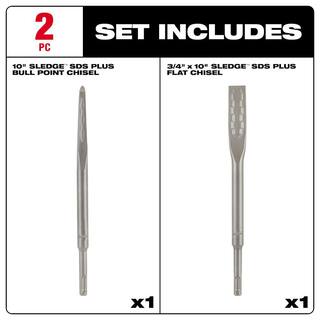 MW SLEDGE SDS-PLUS Bull Point and Flat Chisel Set (2-Pack) 48-62-6080