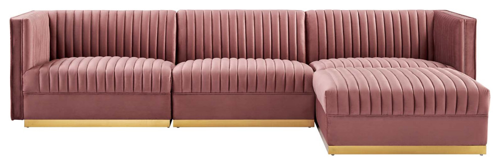 Sanguine Channel Velvet 4 Piece Modular Sectional Sofa   Contemporary   Sectional Sofas   by Modway  Houzz