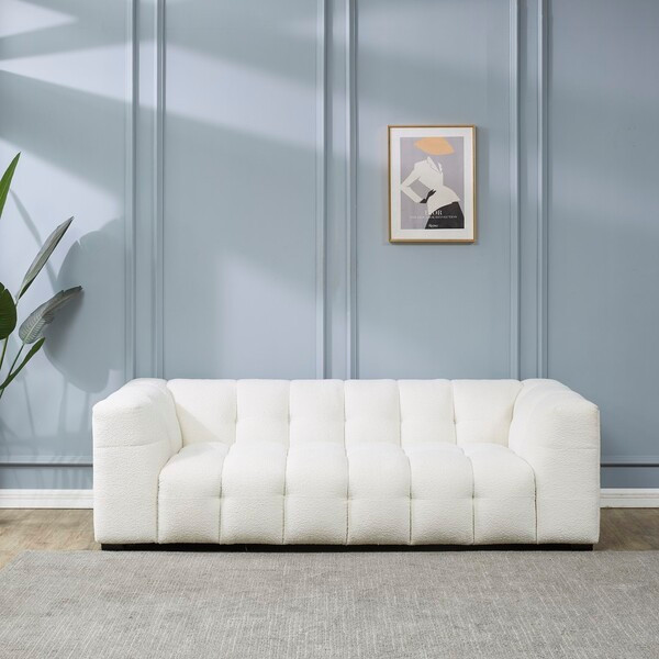 Safavieh Couture Petryna Boucle Tufted Sofa Ivory   Sofas   by Safavieh  Houzz