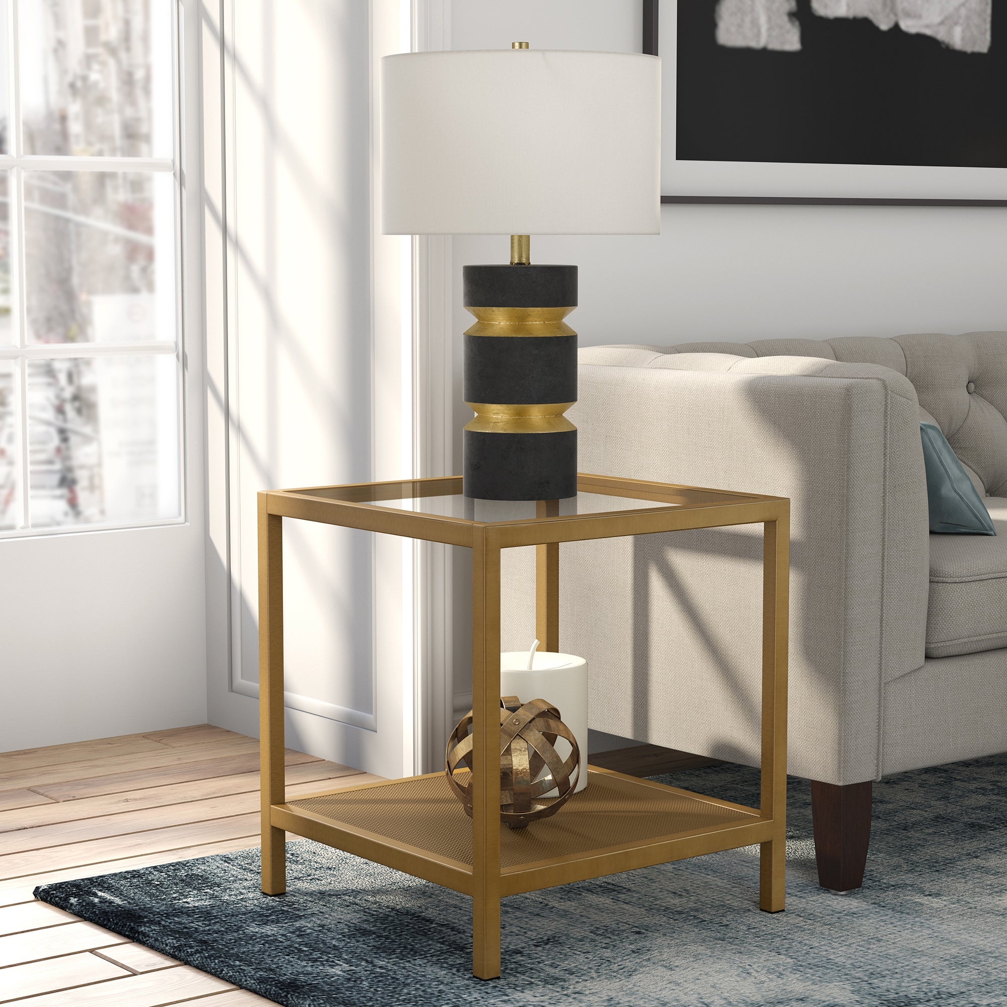 Silver Orchid Furth Brass Side Table