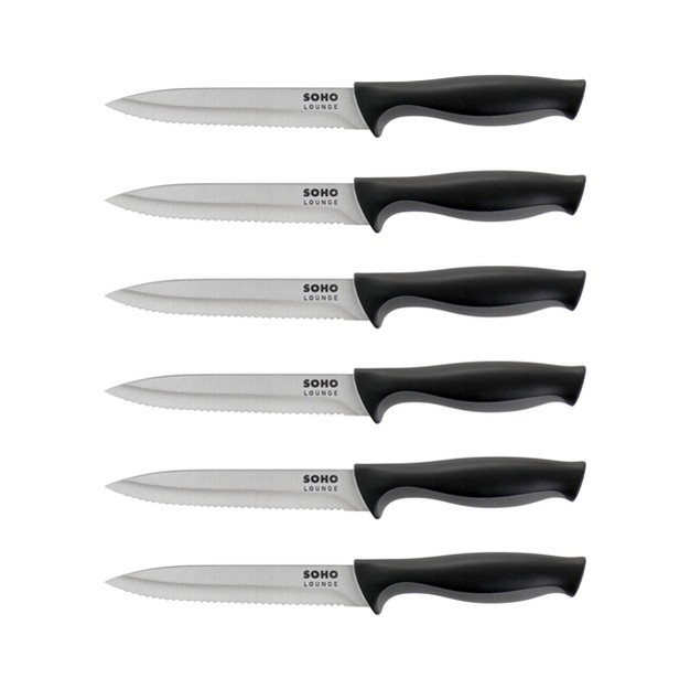 Gibson Soho Lounge 16 Piece Stainless Steel Cutlery Knife Set In Black With Acrylic Stand