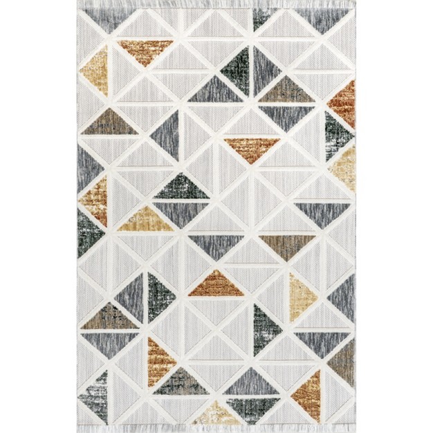 Nuloom Julanne Geometric Tiles Fringe Area Rug