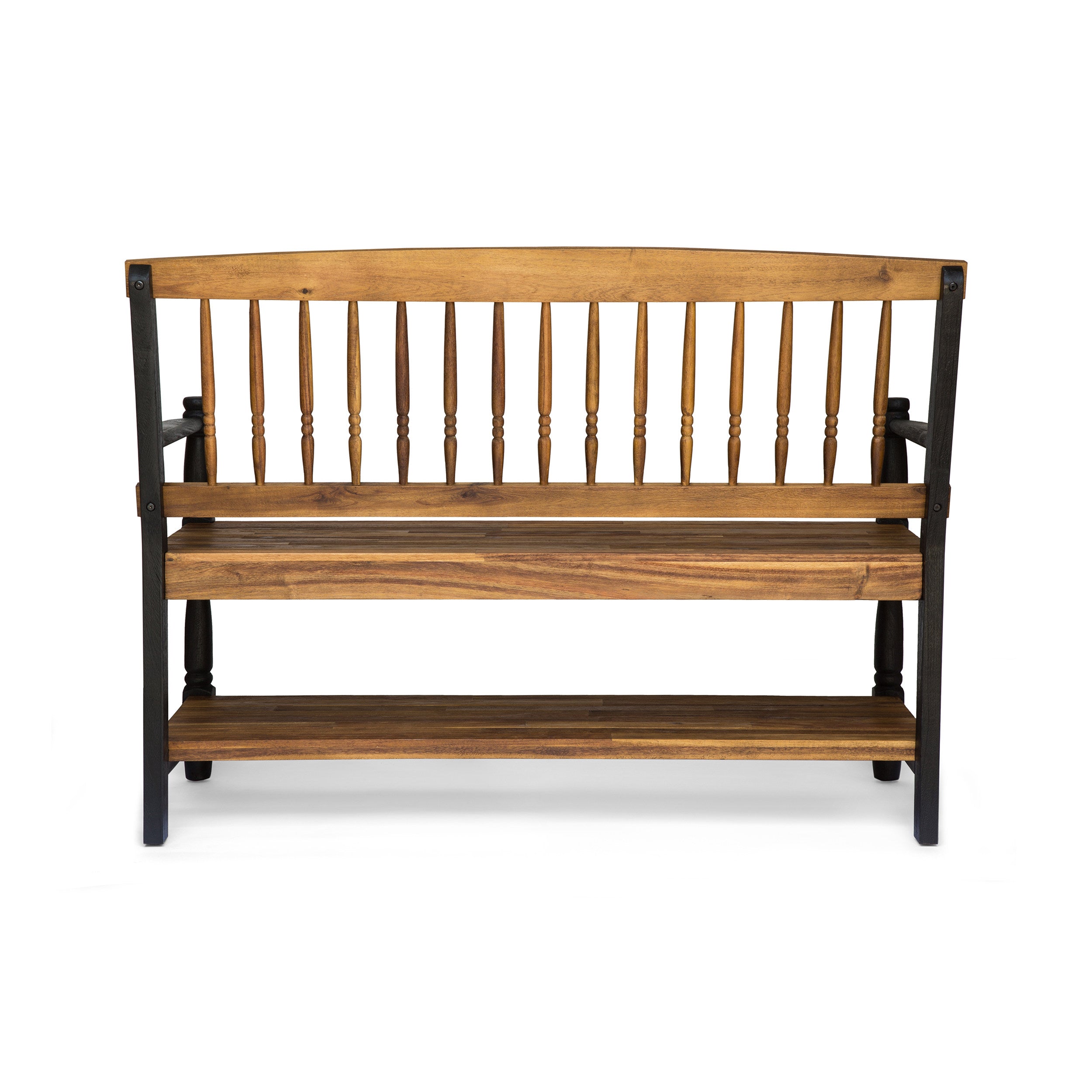 Daphne Outdoor Acacia Wood Bench with Shelf