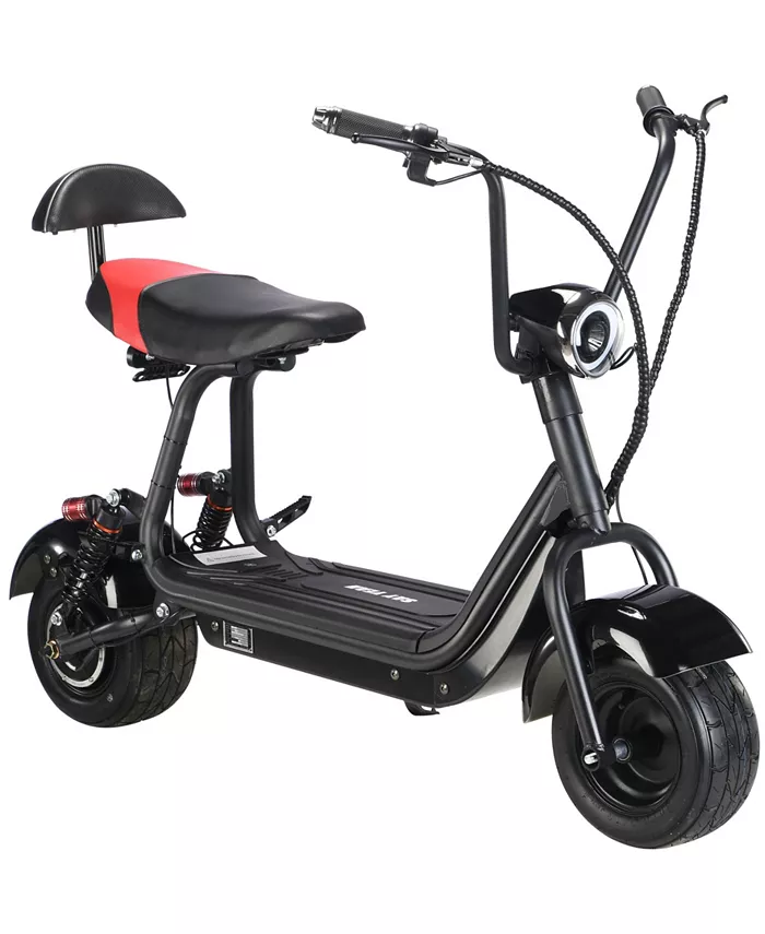 MotoTec Mini Fat Tire 48V 500W Electric Scooter Black-Two-Seater