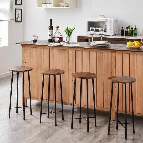 Taomika， Modern Bar Stools， Round Bar Chairs-Set of 2