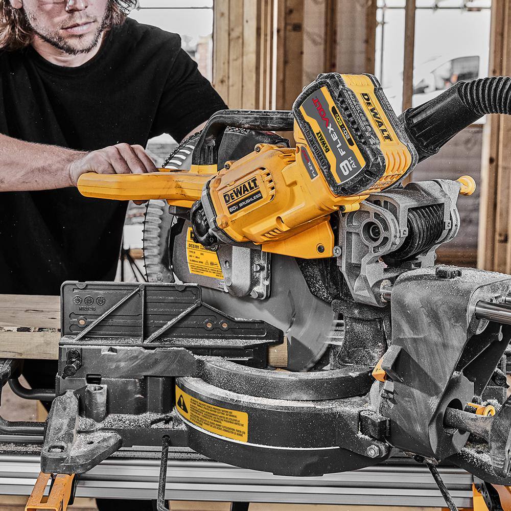 DW 60V Lithium-Ion 12 in. Cordless Sliding Miter Saw Kit with 9.0Ah Battery Pack DCS781X1