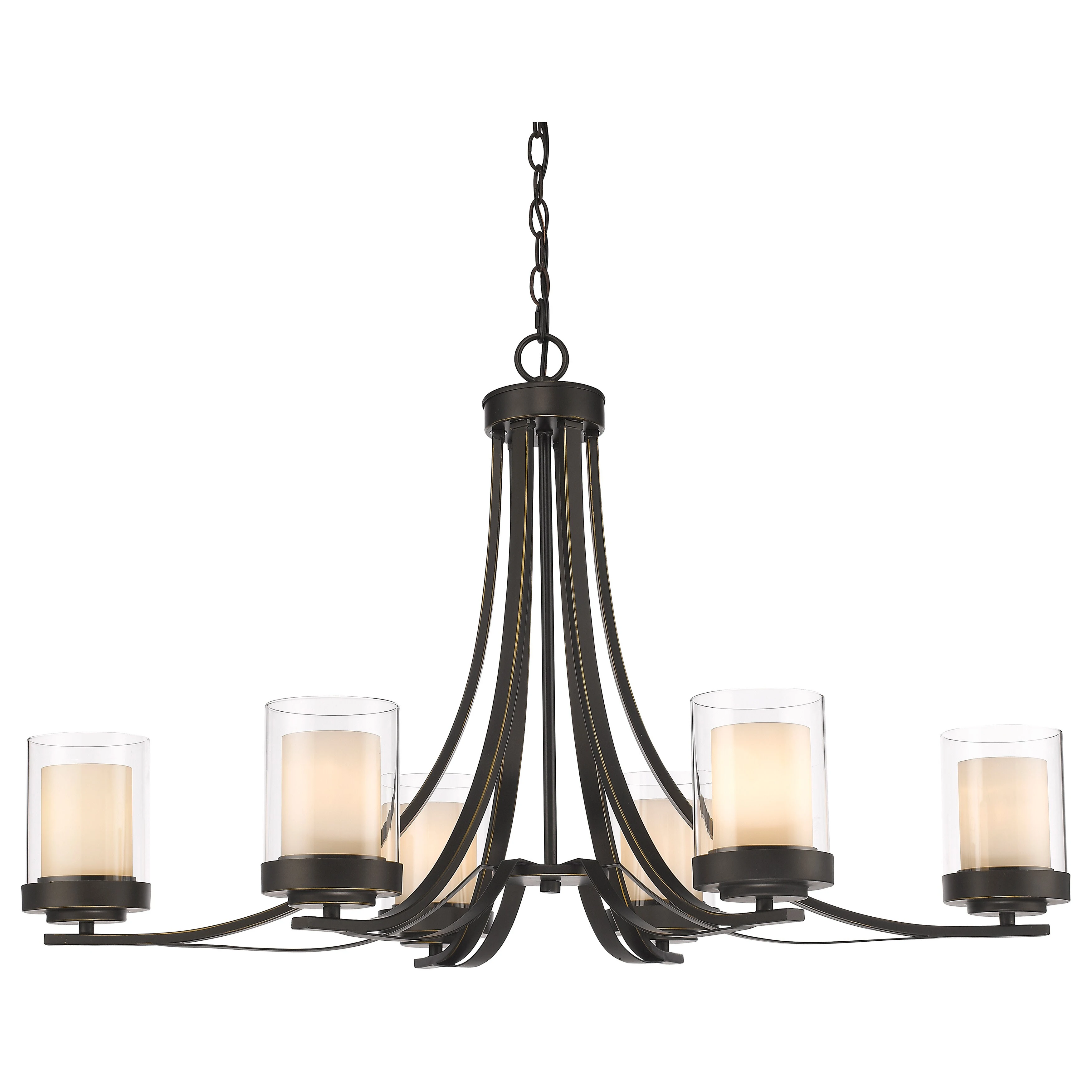 Avery Home Lighting Willow 6-light Olde Bronze Inner Matte Opal and Outer Clear Chandelier