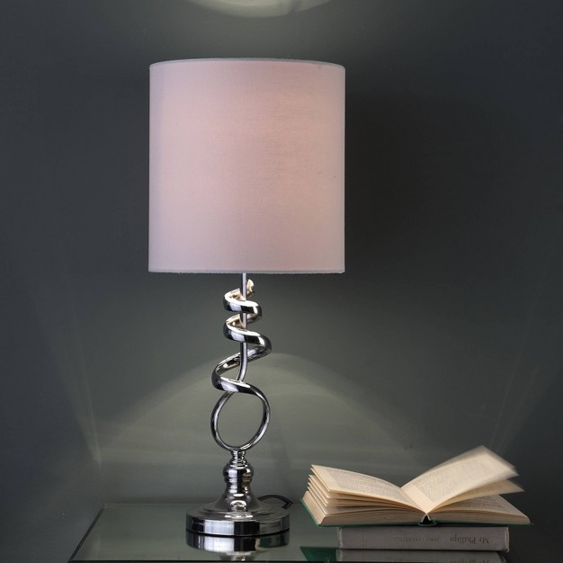 Modern Metal Table Lamp With Twisted Base Silver Ore International