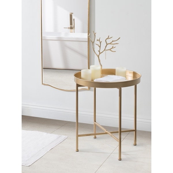 Kate and Laurel Celia Round Metal Side Table - 18.25x18.25x22