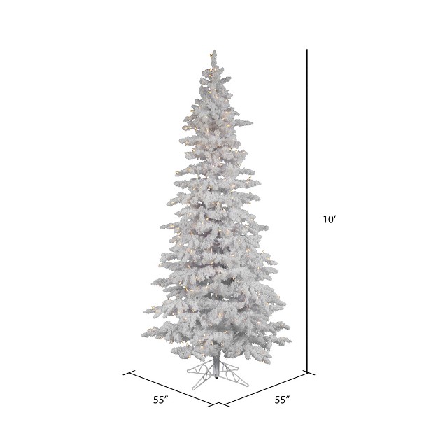 Vickerman Flocked White Spruce Slim Artificial Christmas Tree