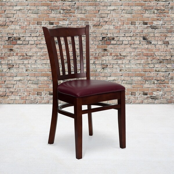 Mahogany Hardwood Slat Back Restaurant Chair - 17.5