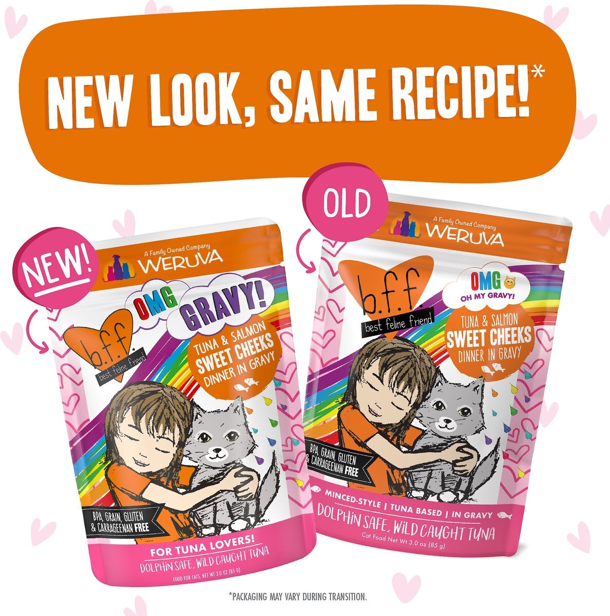 BFF Tuna and Salmon Sweet Cheeks Dinner in Gravy Wet Cat Food Pouches